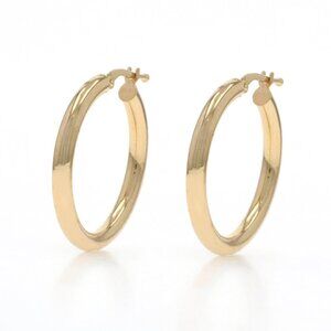 Yellow Gold Hoop Earrings - 18k Round Hollow Pierced